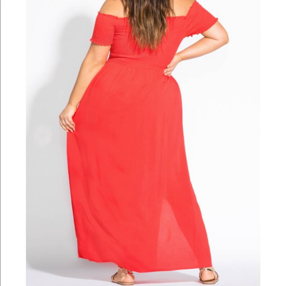 City Chic NWOT Red Maxi Off The Shoulder Summer Dress - Picture 2 of 12